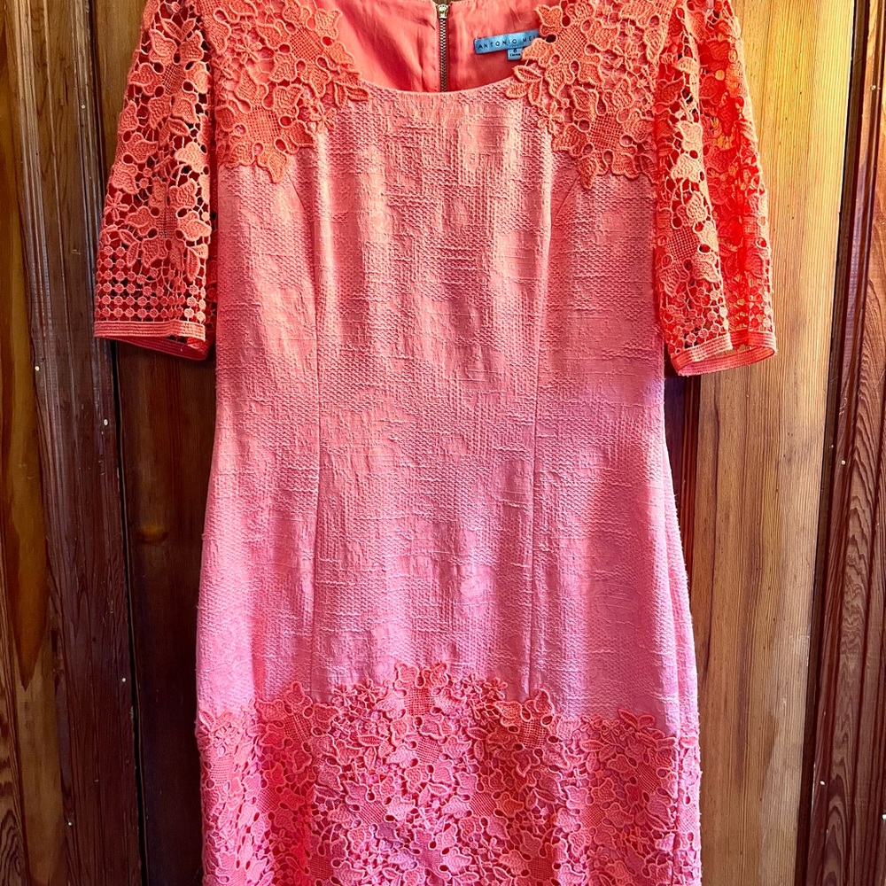 Elegant Coral Lace Dress